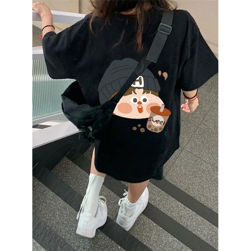 官圖 重磅/精梳純棉 後包領 有縫邊 S-XXXL 夏裝短袖T恤女