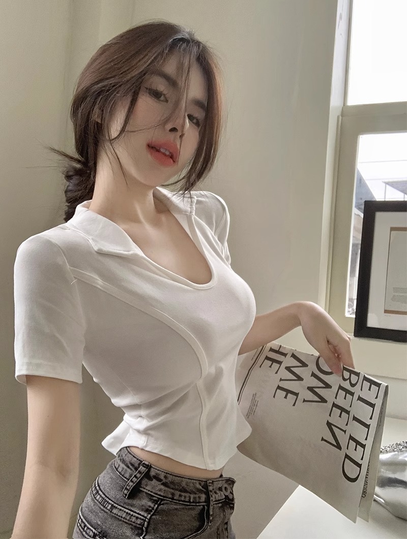 Official picture 40 count 210g pure cotton Korean simple short-sleeved T-shirt women's tops