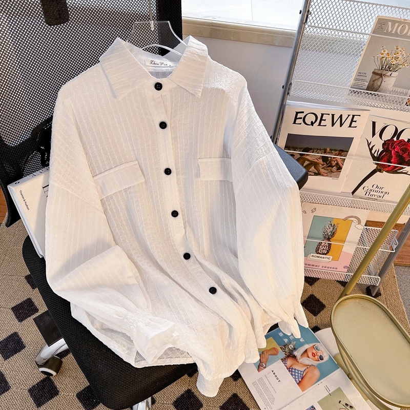 | 實拍 | 夏季寬鬆POLO領百搭薄款開衫防曬服外套襯衫女潮
