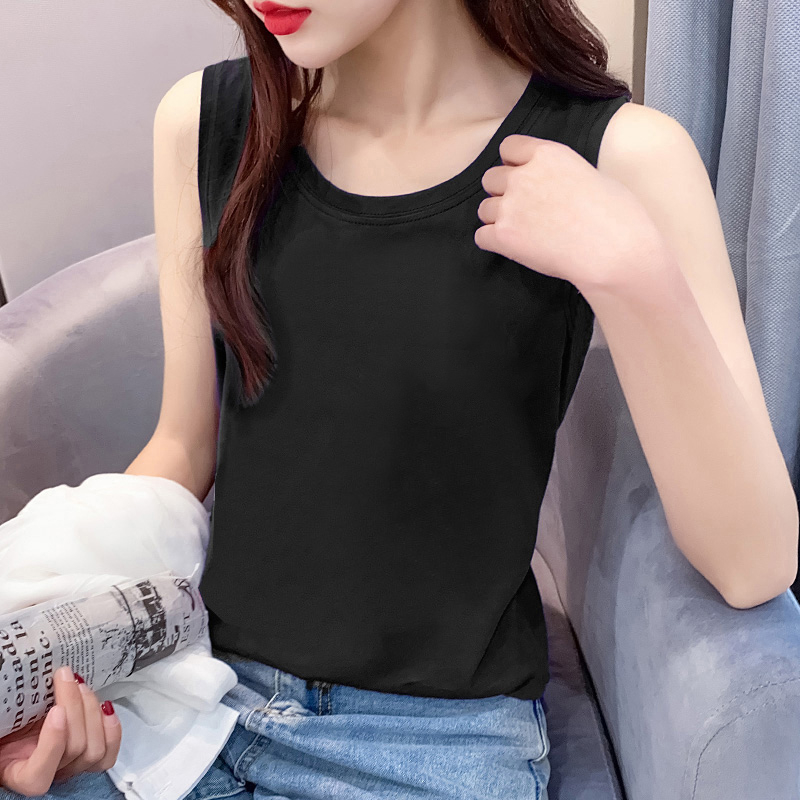 2024 summer Korean style back collar 32 count 95% cotton inner wear solid color back for women