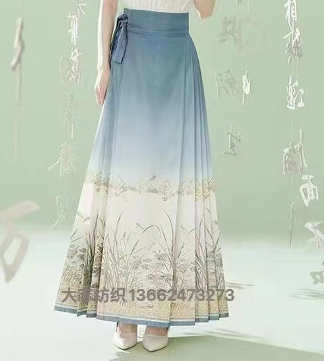 2024早春新中式復古國風一片式馬面裙半身長裙女