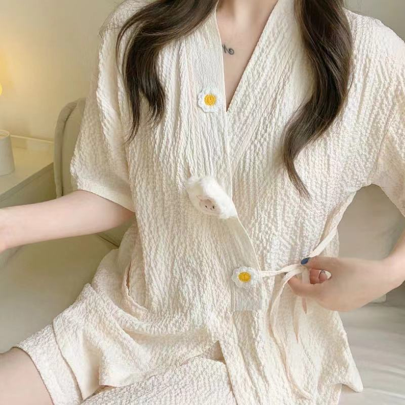 尚優衣品兔子日系短袖和服睡衣女夏季甜美家居服套裝泡泡棉