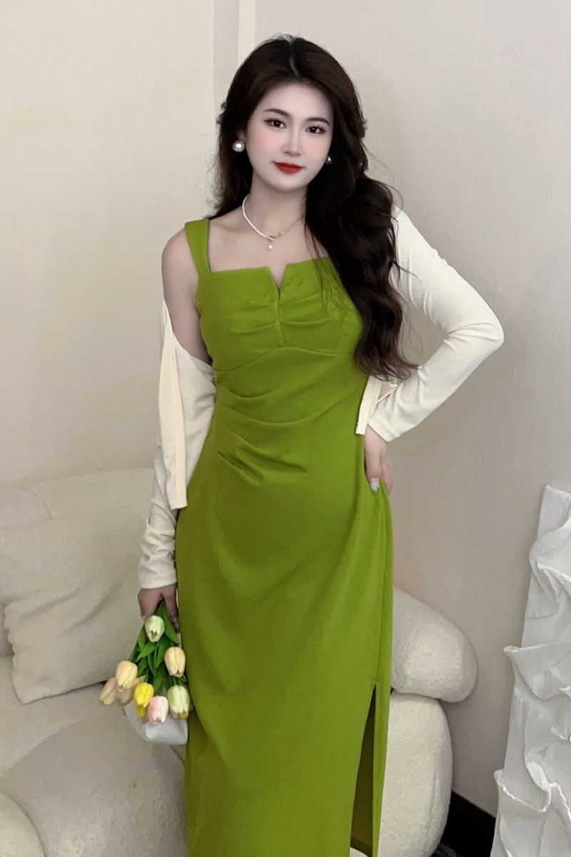大碼胖mm套裝時尚潮流女裝吊帶裙修身包臀連衣裙外衫兩件套