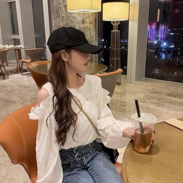 露肩小衫純色女薄款夏季小眾設計露肩外穿甜辣妹小個子上衣