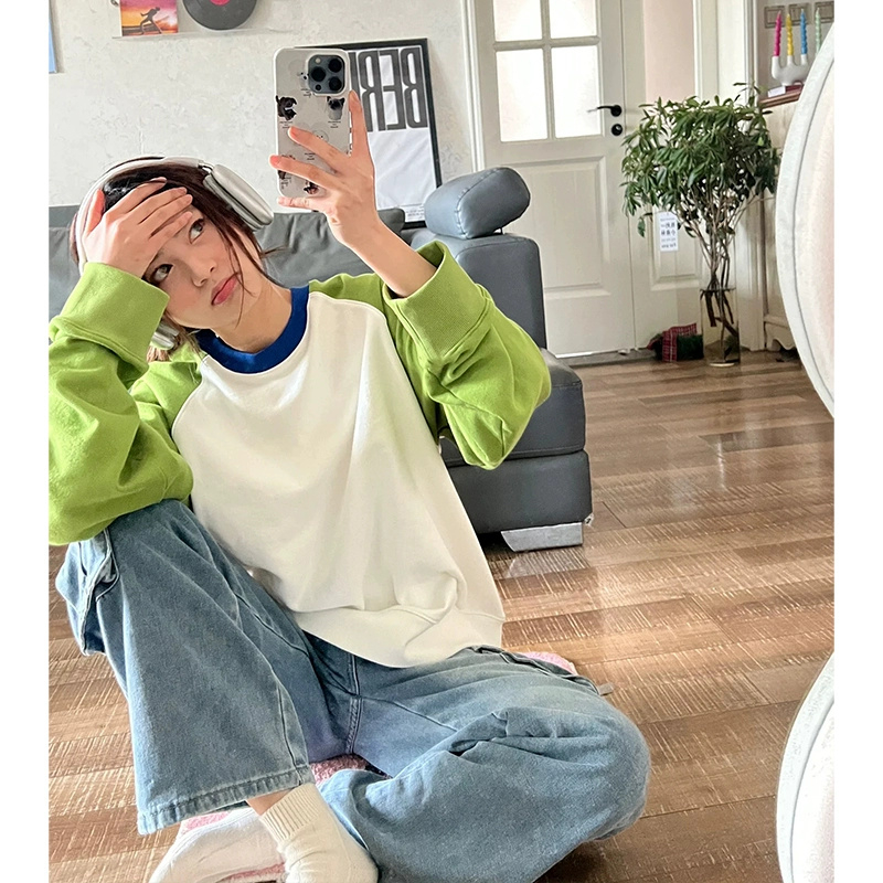 Pure cotton early spring wear hooded sweatshirt for women spring and autumn long-sleeved T-shirt top spring new thin women's sweatshirt