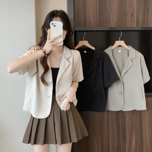 Real shot of summer clothing plus size women's small suit short jacket small design suit top M-4XL 200 pounds