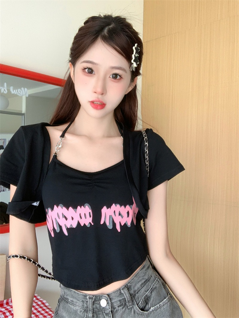 辣妹套裝女夏胖mm遮肚顯瘦微胖歐美純欲設計感別致炸街兩件套