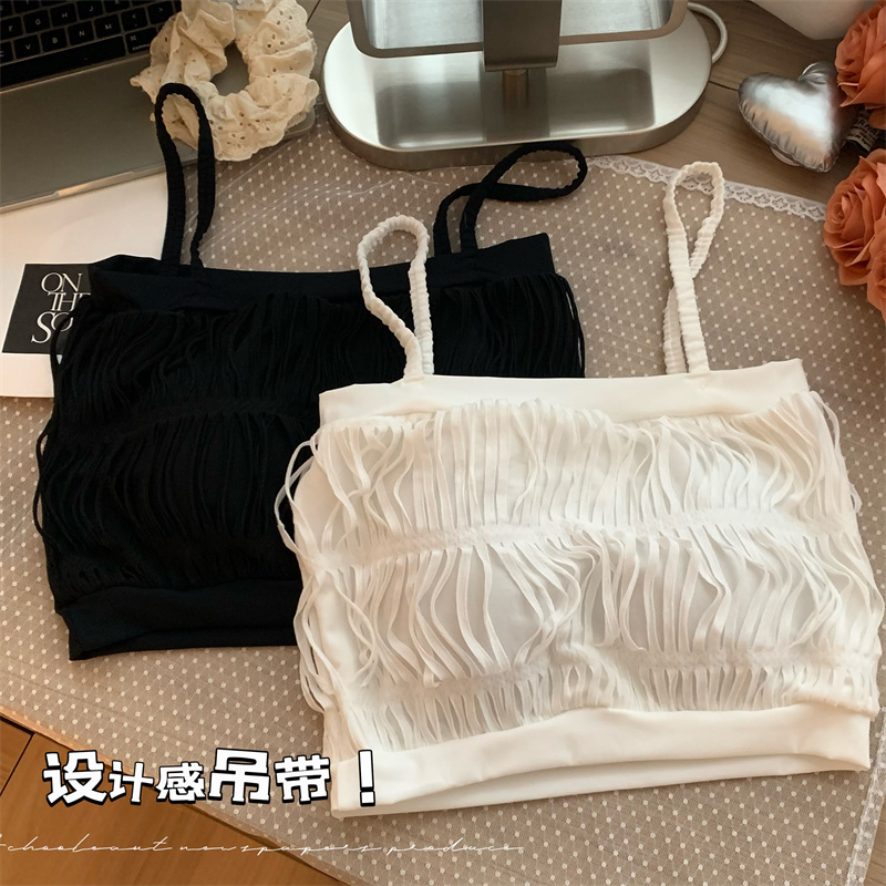 實拍 24春夏新款純欲性感流蘇抹胸型背心吊帶女