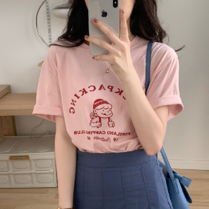 美式復古短袖t恤女oversize設計感小眾夏季寬鬆上衣ins潮