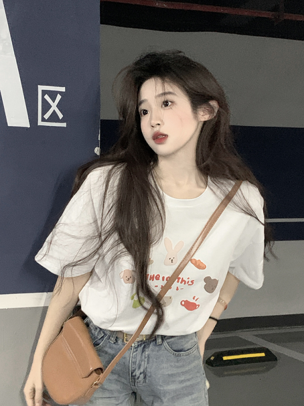 原創~實拍~印花純棉短袖T恤女印花半袖上衣