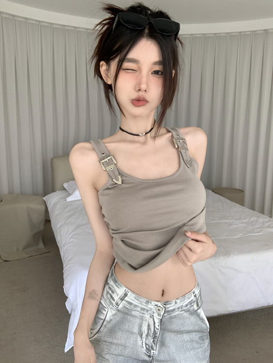 實拍 辣妹內搭工字小吊帶美式外穿短款背心