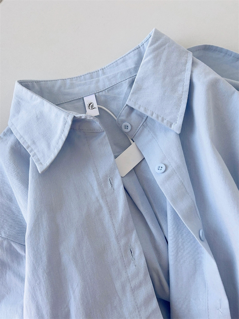 Early spring new design blue shirt for small women Korean style loose shirt with long-sleeved top