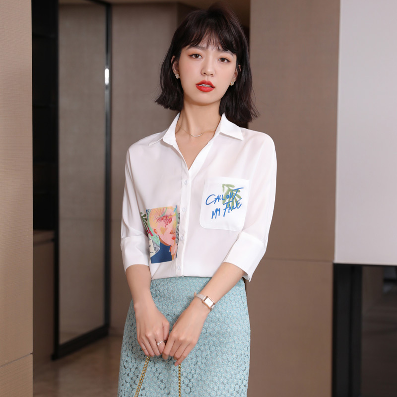 實拍新款2024洋氣真絲白襯衫女設計感小眾氣質桑蠶絲襯衣上衣