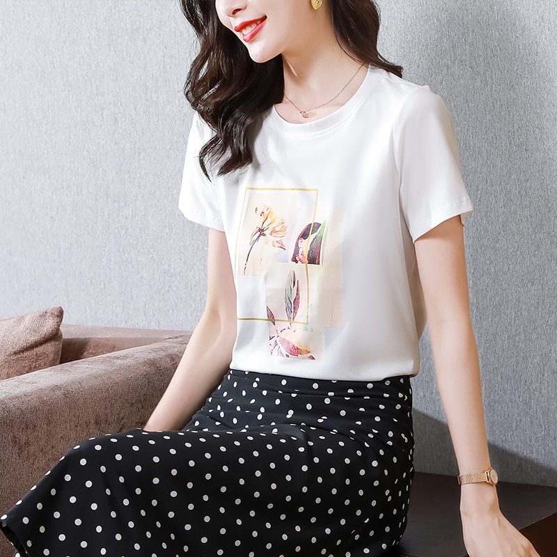 實拍短袖t恤女2024年新款夏季女裝純棉白色寬鬆體恤ins潮女士上衣