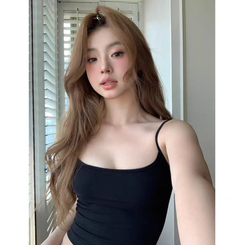人棉帶胸墊 辣妹純欲吊帶背心女夏季外穿美背帶胸墊短款上衣