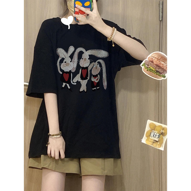 官圖200克/精梳純棉後包領 有縫邊S-XXXL夏裝短袖T恤女