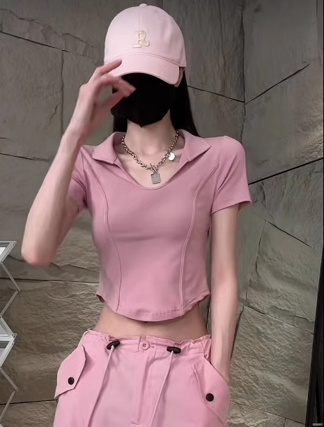 Official photo 92 cotton/8 spandex 40 count 210g pure cotton sweet and spicy waist slimming short top
