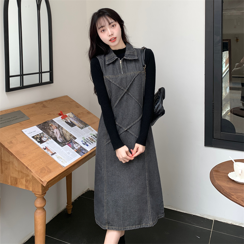 2024春裝實拍大碼女裝牛仔連衣裙高級小眾氣質背心裙 S-5XL200斤