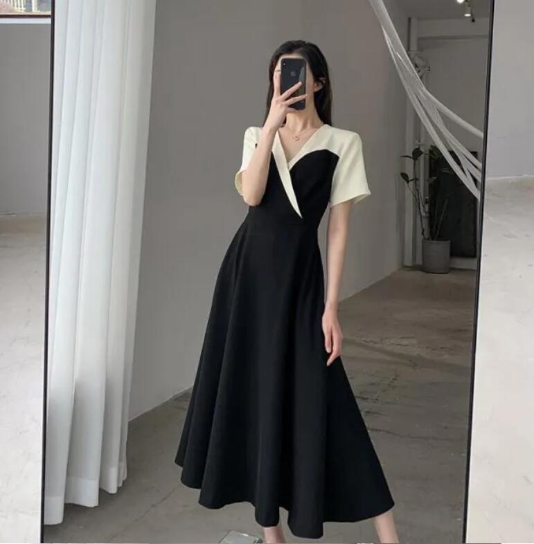 夏季大碼女裝法式復古赫本風連衣裙氣質女神范A字裙 M-4XL200斤