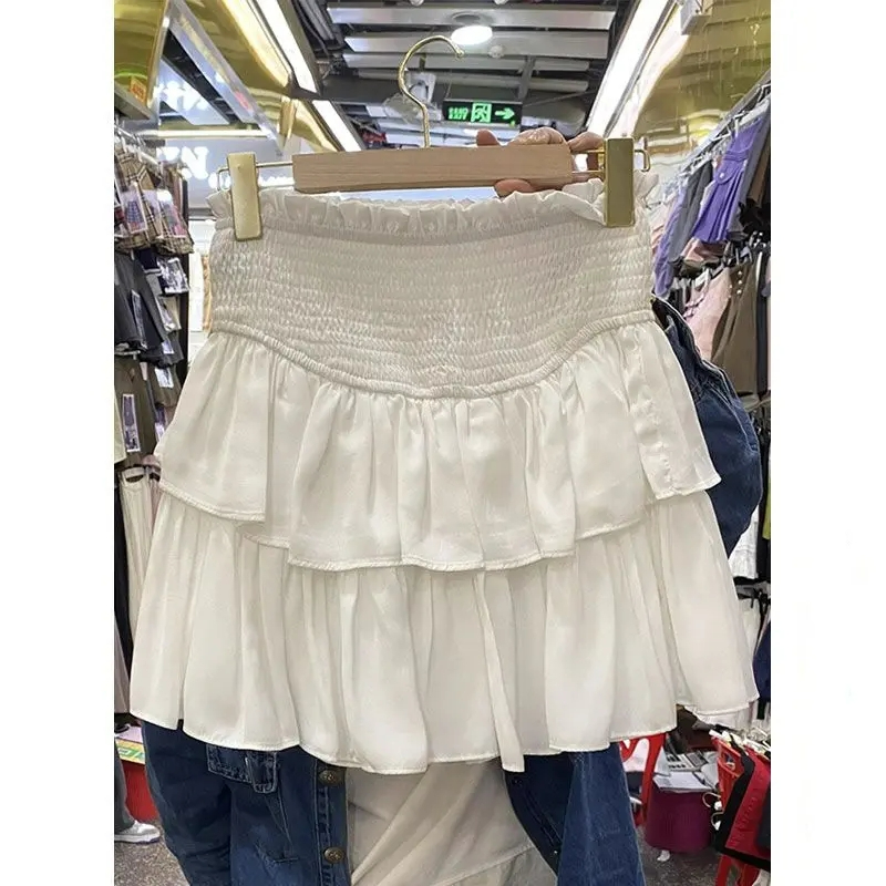 丁妮妮自製蛋糕裙白色蓬蓬裙高腰裙子少女風短裙半身裙黑色芭蕾裙