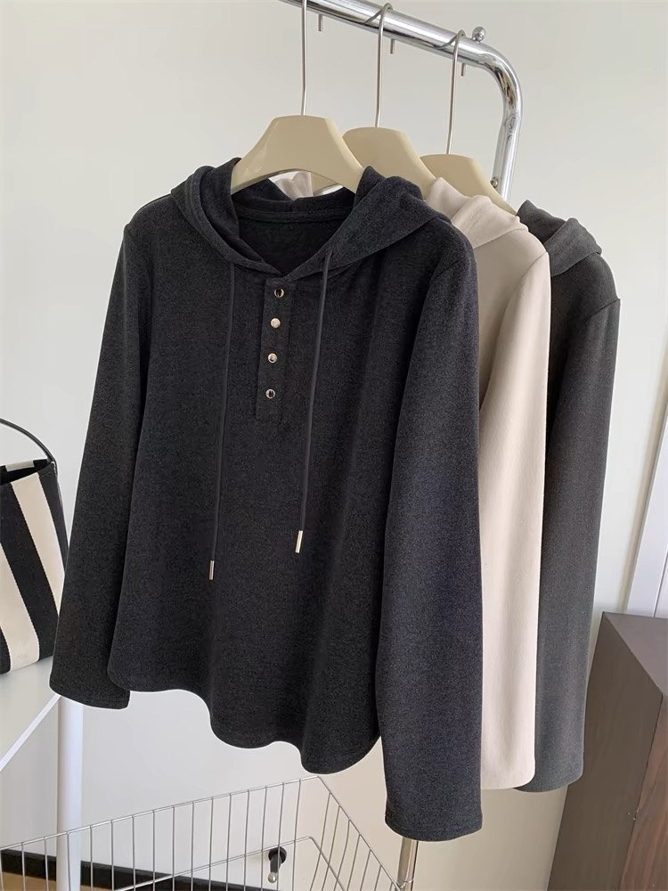 Plus size women's 200 catties pullover hoodie women's long-sleeved T-shirt 2024 spring and autumn tops