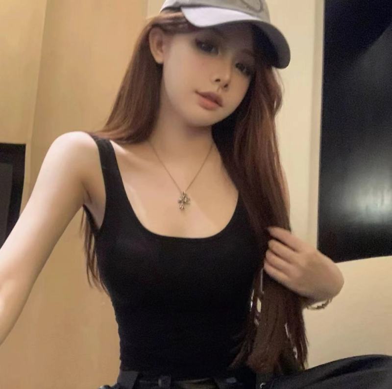 健身帶胸墊短款工字運動背心女夏季外穿遮副乳辣妹露美背無袖上衣