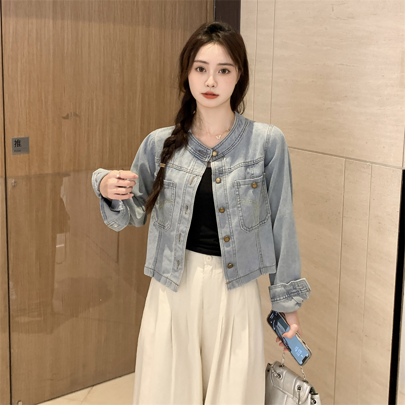 2024春裝新款實拍大碼女裝小個子短款牛仔外套顯瘦上衣S-5XL200斤