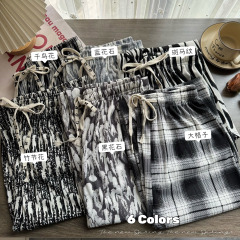 Real shot of wide-leg pants for women in spring and summer, loose, high-waisted, straight-leg slimming knitted floor-length pants