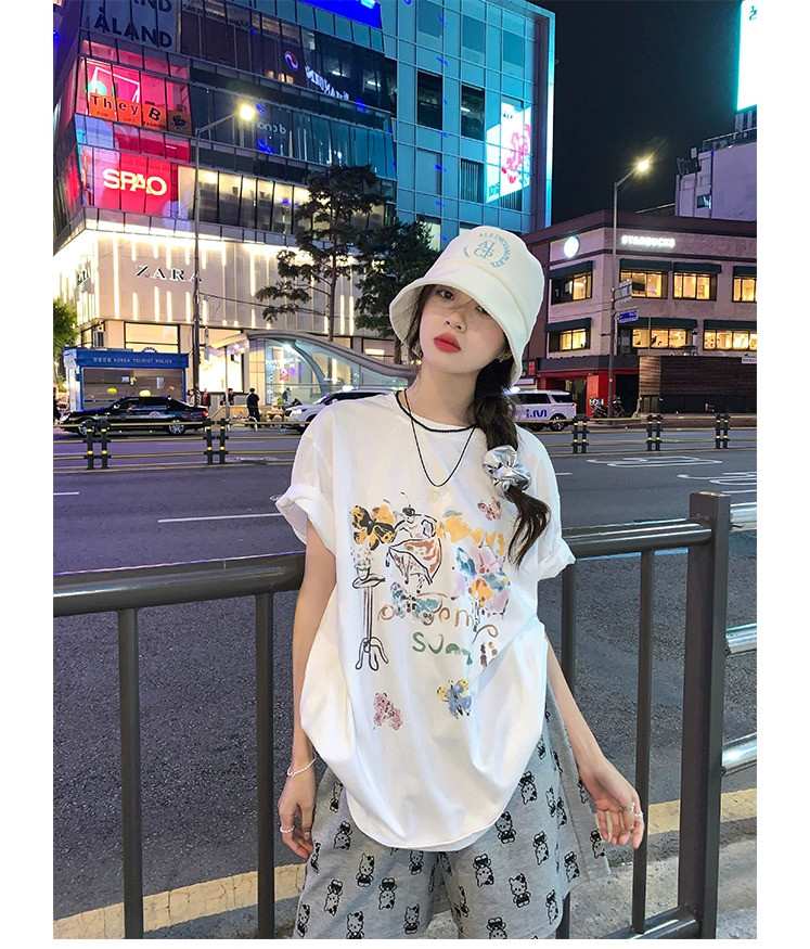 官圖 重磅/精梳純棉 後包領 有縫邊 S-XXXL 夏裝短袖T恤女