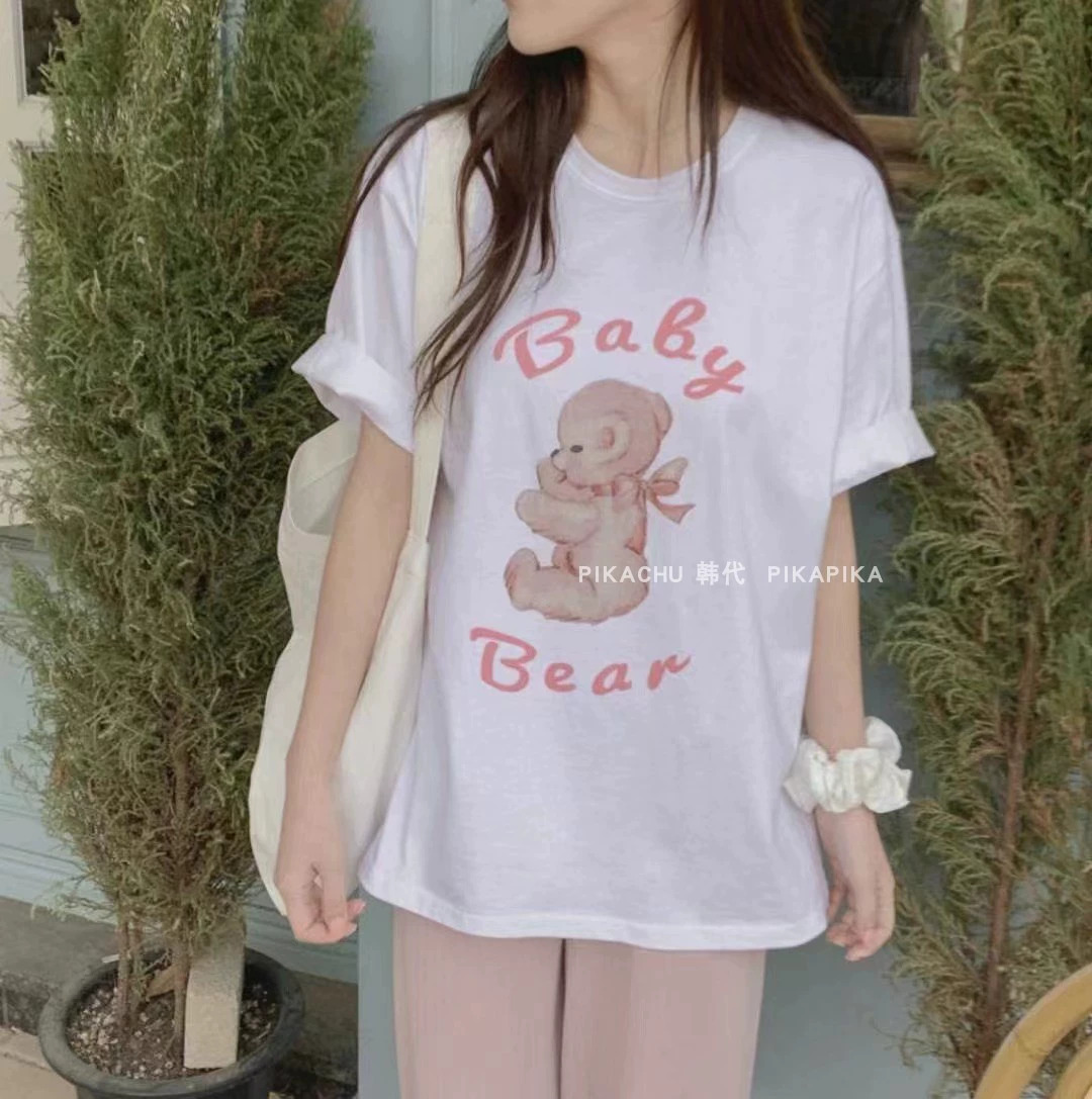 官圖 重磅/精梳純棉 後包領 有縫邊 S-XXXL 夏裝短袖T恤女