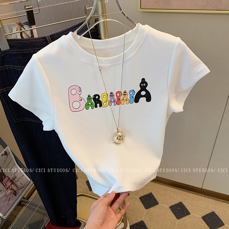 Official picture 92 cotton/8 spandex 40 count 210g pure cotton slim short T-shirt women's short sleeves