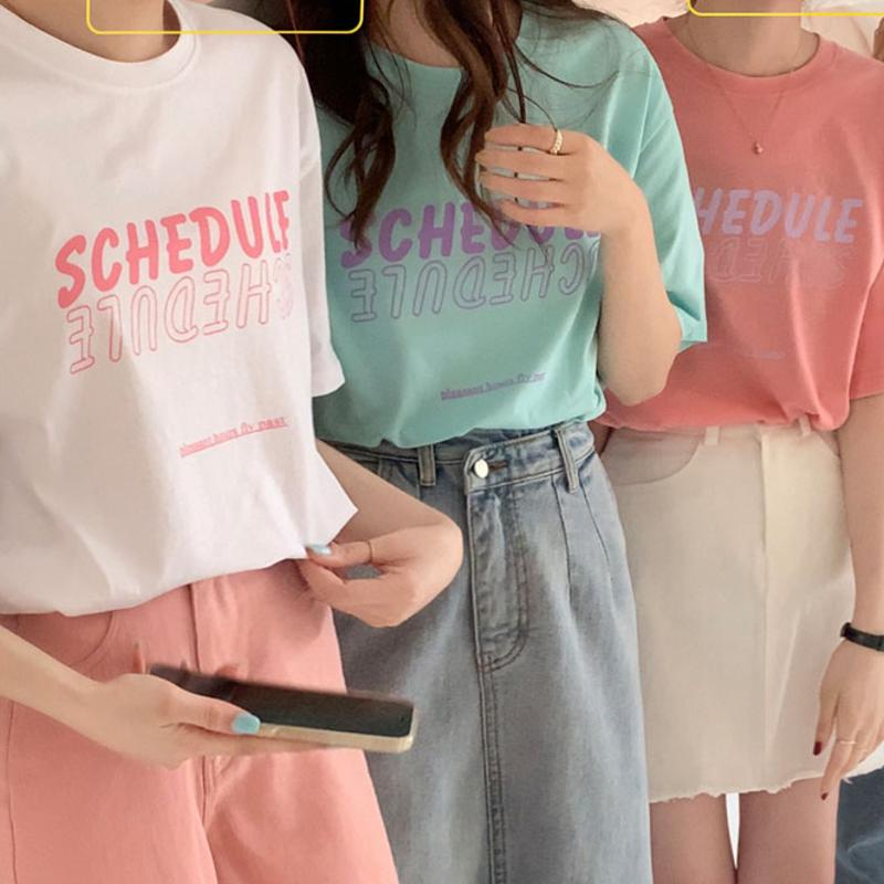 短袖T恤女ins韓國風潮學生寬鬆大碼港風chic上衣閨蜜裝…