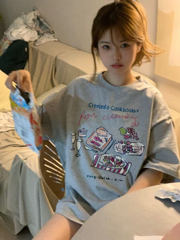 美式印花純棉短袖T恤女印花半袖上衣