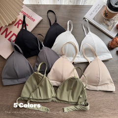 Actual shoot summer and autumn strap ice silk innerwear bra sexy beautiful back prevent exposure camisole women wrap