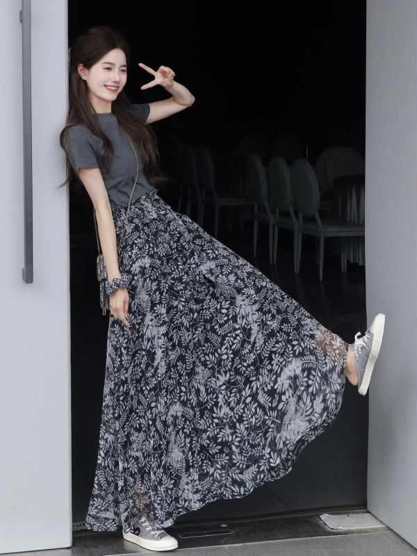 2024新款初春穿搭一整套高級感減齡氣質T恤半身裙時尚兩件套裝女