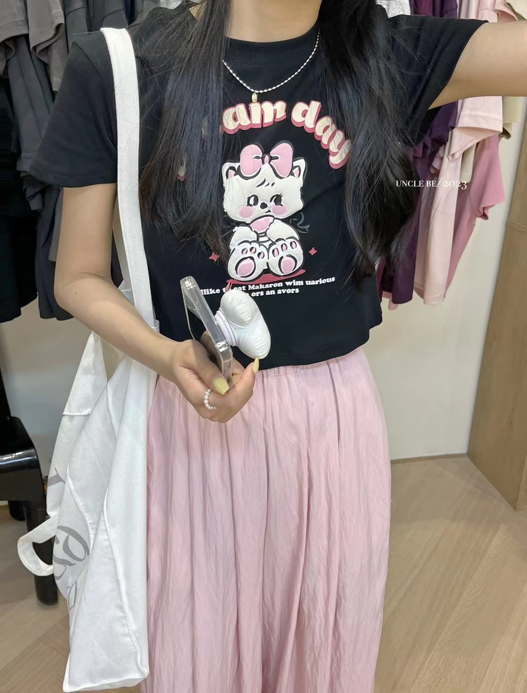 印花正肩短袖t恤女夏季夏新款小眾美式純棉顯瘦體恤上衣