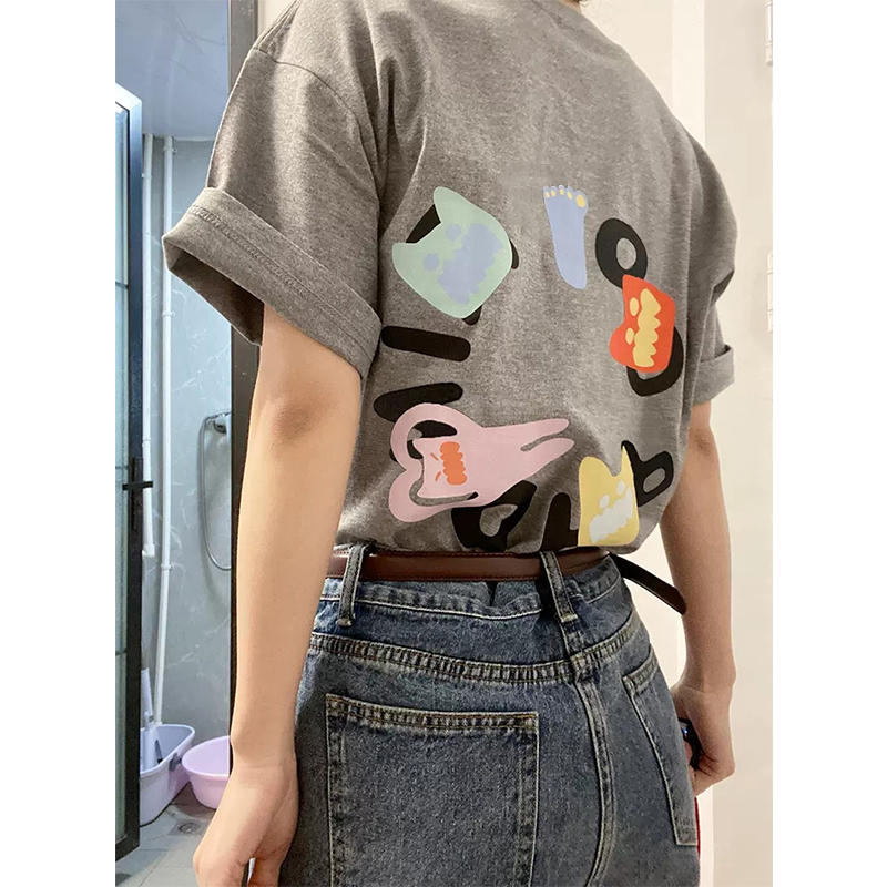 官圖 重磅/精梳純棉 後包領 有縫邊 S-XXXL 夏裝短袖T恤女