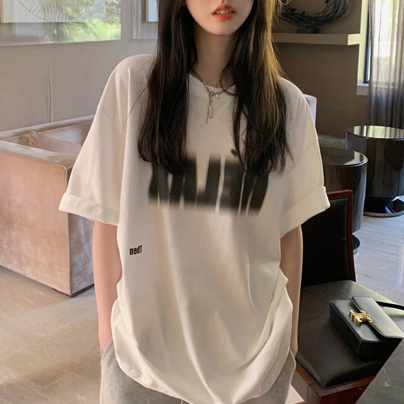 官圖 重磅/精梳純棉 後包領 有縫邊 S-XXXL 夏裝短袖T恤女