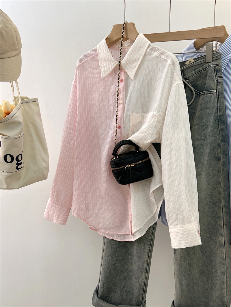 Korean commuter 2024 early spring new shirt fashionable loose design top women's sun protection casual top