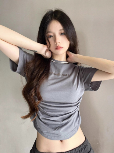 Official picture bm pure desire sexy sweet hot girl slim short tops women 2024 summer slim short-sleeved T-shirts