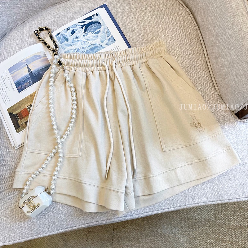 2024 New Extra Large Size 300 Jin High Waist Casual Sports Shorts Women's Summer New Loose Wide Leg Pants