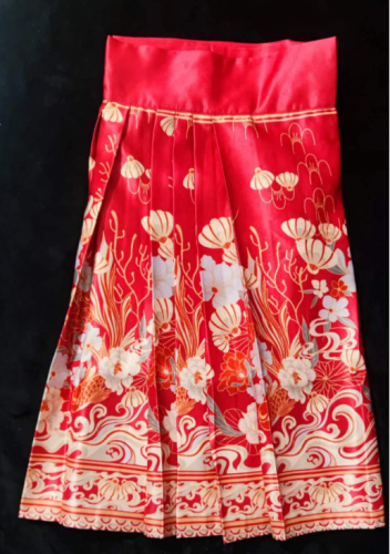 实拍夏季新中式国风一片式改良汉服重工短款马面裙子半身裙女