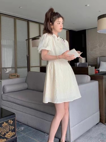 2024 New Chinese style hottie Chinese style cheongsam dress female summer design puff sleeve short skirt