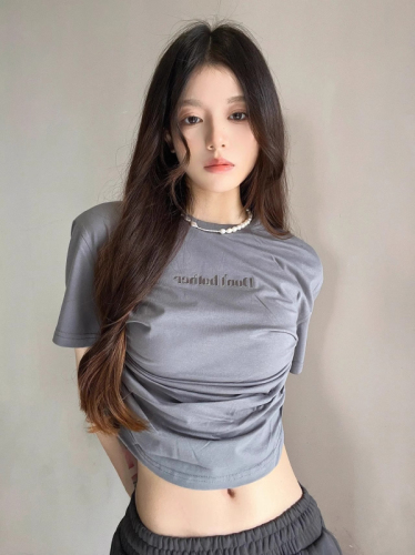 Official picture bm pure desire sexy sweet hot girl slim short tops women 2024 summer slim short-sleeved T-shirts