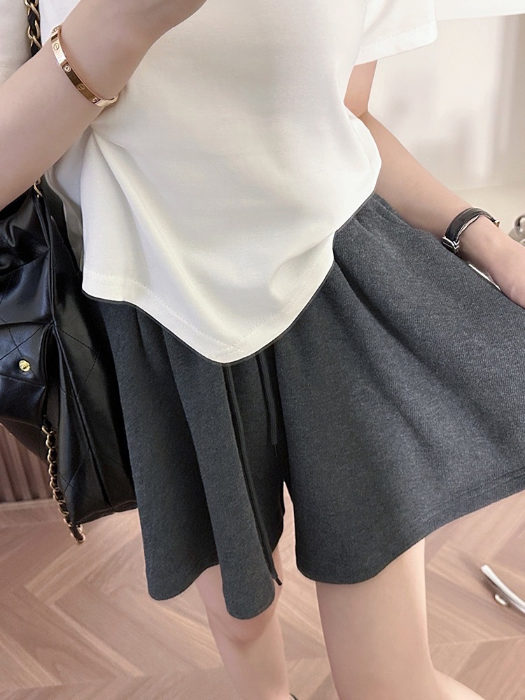 2024 New Extra Large Size 300 Jin Sports Casual Shorts Women's Summer High Waist Draping Wide Leg Pants Skirt
