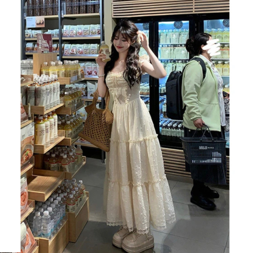官图~REESE 奶酥甜茶 夏季温柔风法式设计感收腰显瘦女装连衣裙