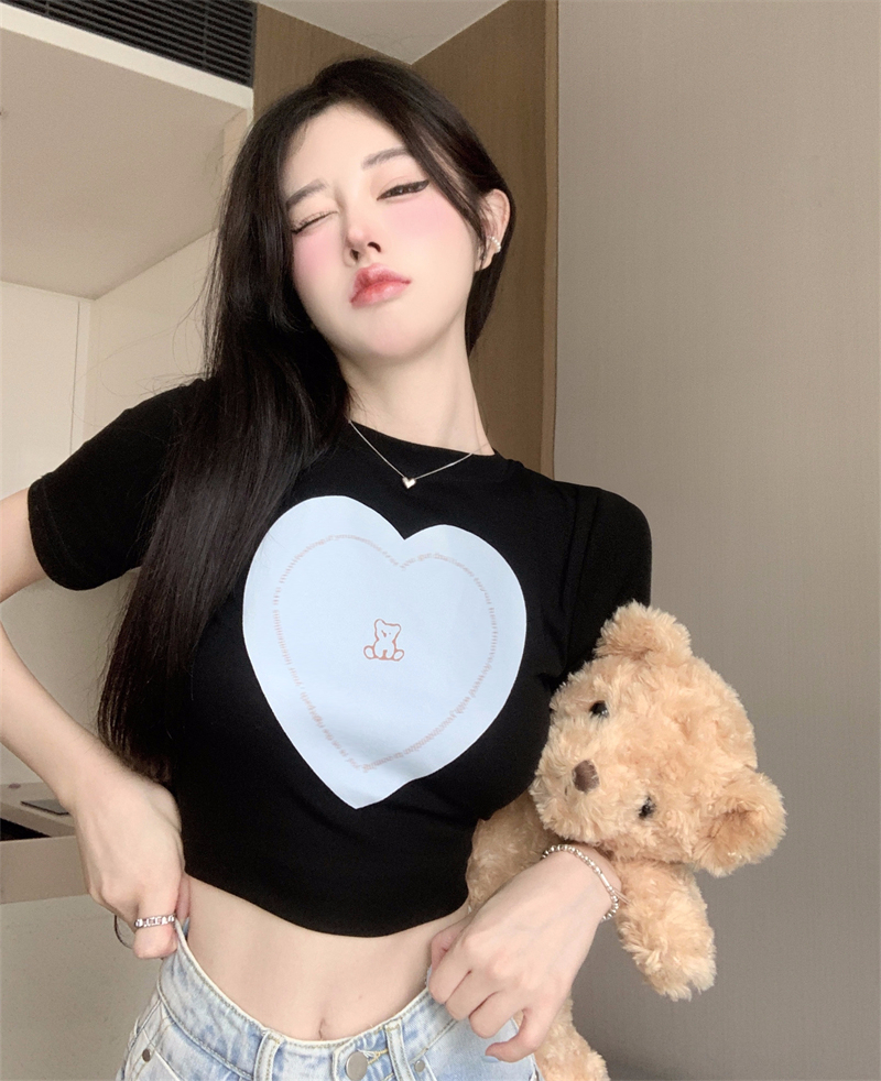 原版黑標質量辣妹短款短袖t恤女夏季小眾半袖上衣