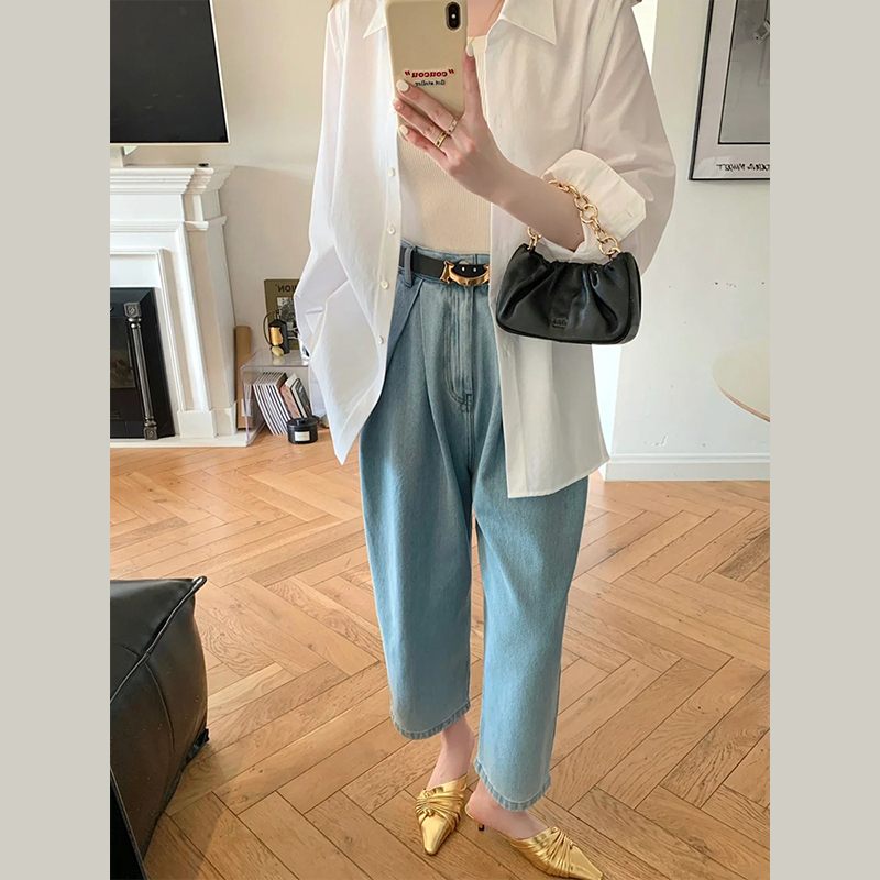 長袖白色襯衫女春春季2024新款女裝上衣法式小眾襯衣寬鬆日系外套