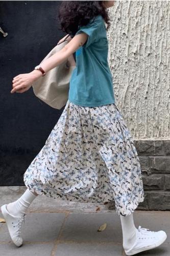 Korean spring and summer new niche high-waist dress women's butterfly floral half-length skirt