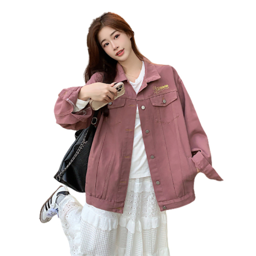 Real shot!  European and American purple denim jacket trendy ins women's spring and autumn short retro pink workwear Yiyi